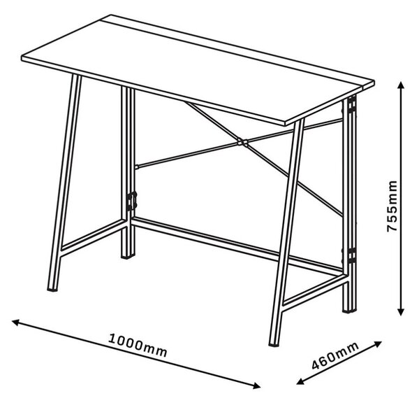 Intenso Home összecsukható íróasztal / számítógépasztal 100x46cm | Masszív fém váz, fekete - aranytölgy szín