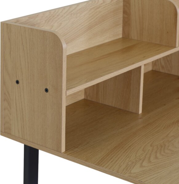 Intenso Home polcos íróasztal / számítógépasztal 120x60cm | Masszív fém váz, fekete - aranytölgy szín