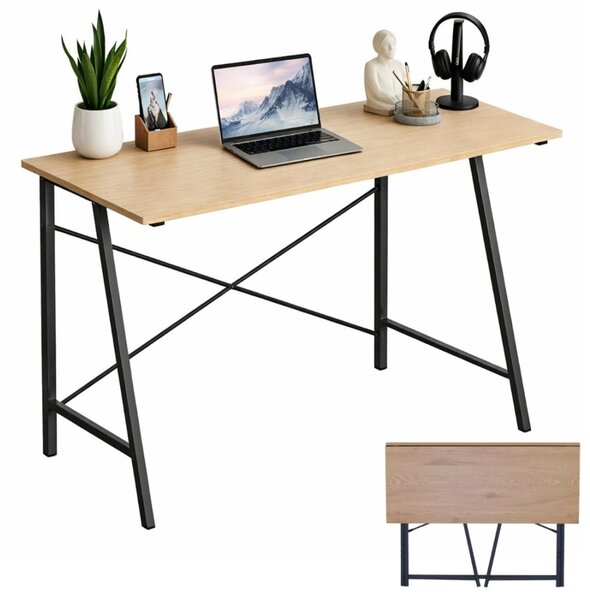 Intenso Home összecsukható íróasztal / számítógépasztal 100x46cm | Masszív fém váz, fekete - aranytölgy szín