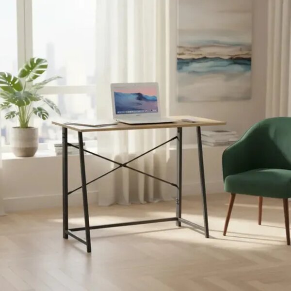 Intenso Home összecsukható íróasztal / számítógépasztal 100x46cm | Masszív fém váz, fekete - aranytölgy szín
