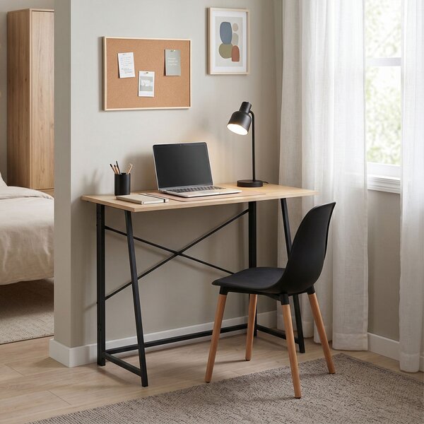 Intenso Home összecsukható íróasztal / számítógépasztal 100x46cm | Masszív fém váz, fekete - aranytölgy szín