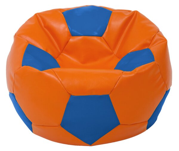 Baby Ball babzsákfotel - műbőr - narancssárga/kék - 70 liter