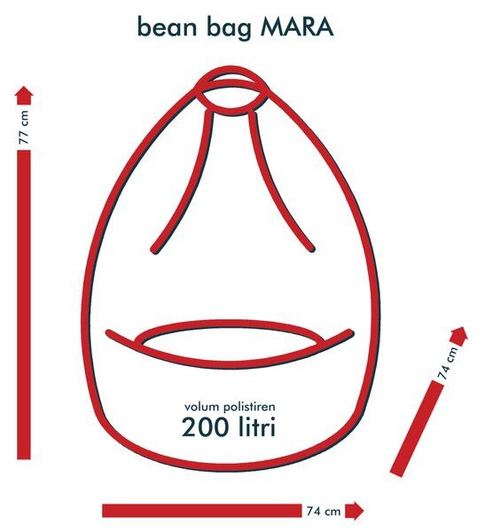 Mara babzsákfotel - műbőr - krém - 200 liter