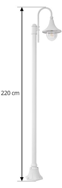 Lindby kültéri lámpa Daphne, 220 cm, fehér, fém, E27, dimmelhető, Fehér / opál, Alumínium, Antik
