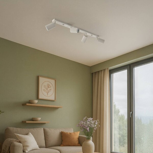 SOLLUX LIGHTING Carbon mennyezeti spotlámpa, bézs, 81 cm hosszú, alumínium, 4 lámpás., dimmelhető, Krém / borostyánsárga, Nappali / Étkező, Alumínium, Modern
