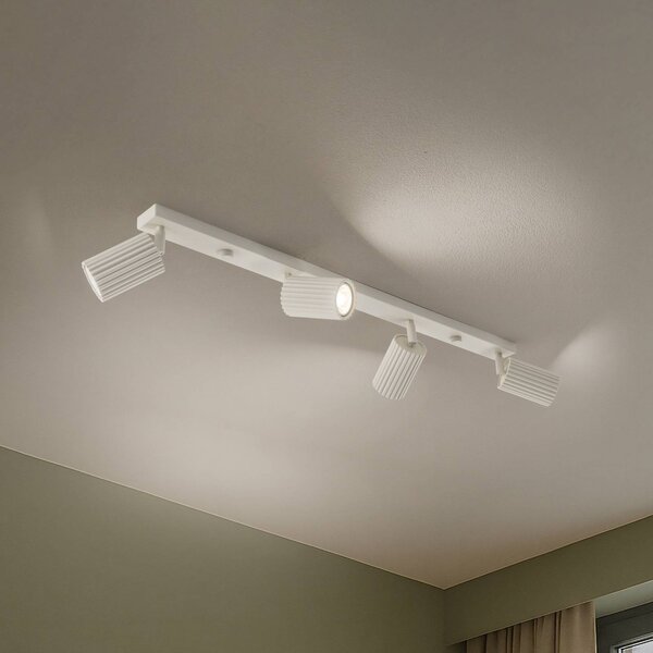 SOLLUX LIGHTING Carbon mennyezeti spotlámpa, bézs, 81 cm hosszú, alumínium, 4 lámpás., dimmelhető, Krém / borostyánsárga, Nappali / Étkező, Alumínium, Modern
