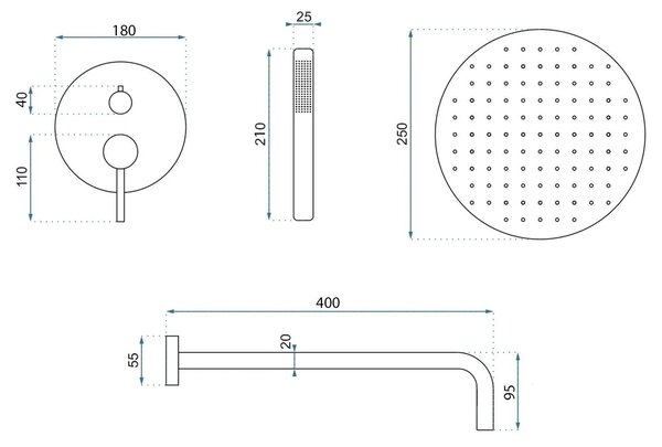 Zuhanyszett rejtett Rea Foss Clif Titan + BOX