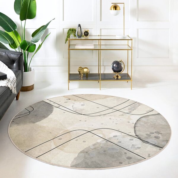 Bézs mosható kerek szőnyeg ø 100 cm Simple Lines – Mila Home