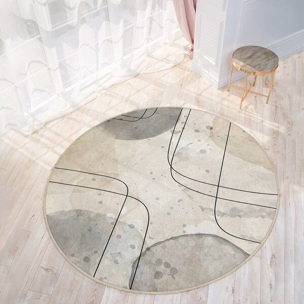 Bézs mosható kerek szőnyeg ø 100 cm Simple Lines – Mila Home