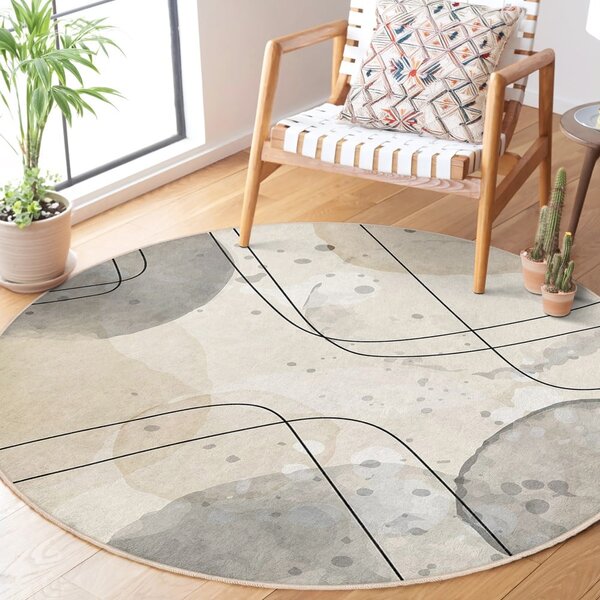 Bézs mosható kerek szőnyeg ø 100 cm Simple Lines – Mila Home