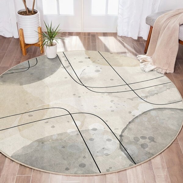 Bézs mosható kerek szőnyeg ø 100 cm Simple Lines – Mila Home