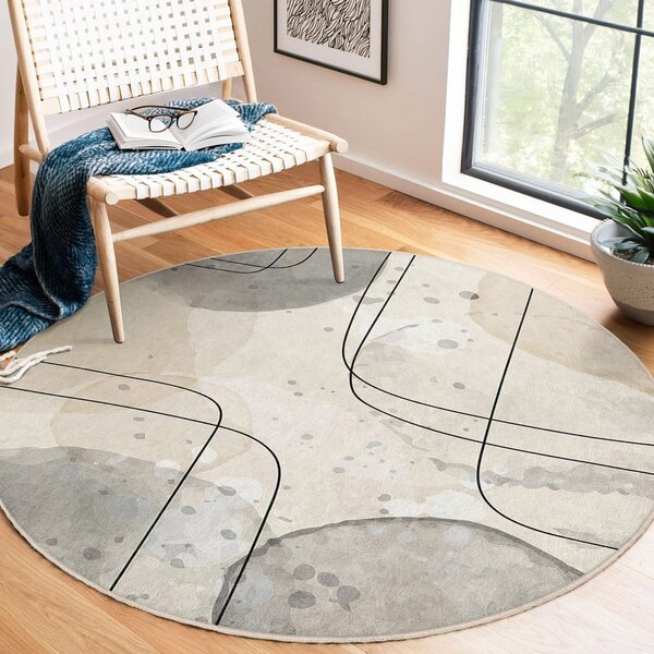 Bézs mosható kerek szőnyeg ø 100 cm Simple Lines – Mila Home