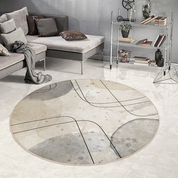 Bézs mosható kerek szőnyeg ø 100 cm Simple Lines – Mila Home