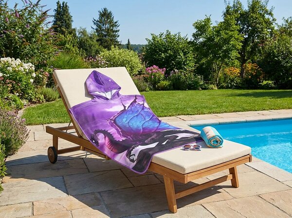 Gyerek poncsó SÁRKÁNY lila Méret: 60 x 120 cm