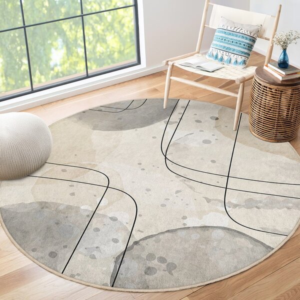 Bézs mosható kerek szőnyeg ø 100 cm Simple Lines – Mila Home