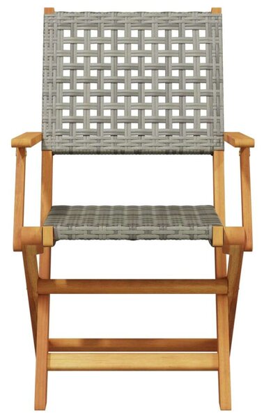 VidaXL 3 részes szürke polyrattan és tömör fa bisztrószett