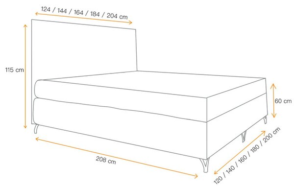 SHANNON boxspring ágy - 180x200, öreg rózsaszín + INGYENES topper
