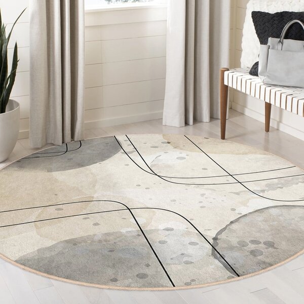Bézs mosható kerek szőnyeg ø 100 cm Simple Lines – Mila Home