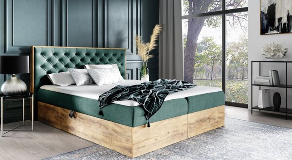 CHANTELLE 3 boxspring ágy - 180x200, zöld + INGYENES topper
