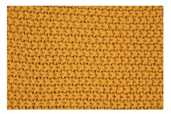 Sárga újrahasznosított pamut kötött takaró 130x170 cm Santos – House Nordic