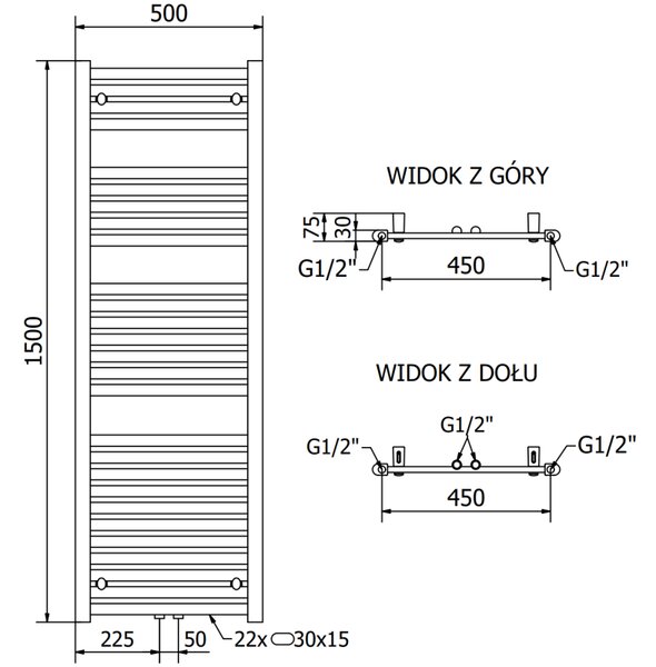 Mexen Hades, futoelem 1500 x 500 mm, 693 W, fehér, W104-1500-500-00-20