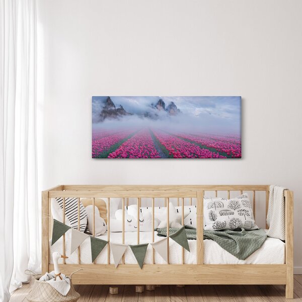 Kép - Tájkép tulipánmezőkkel (120x50 cm)