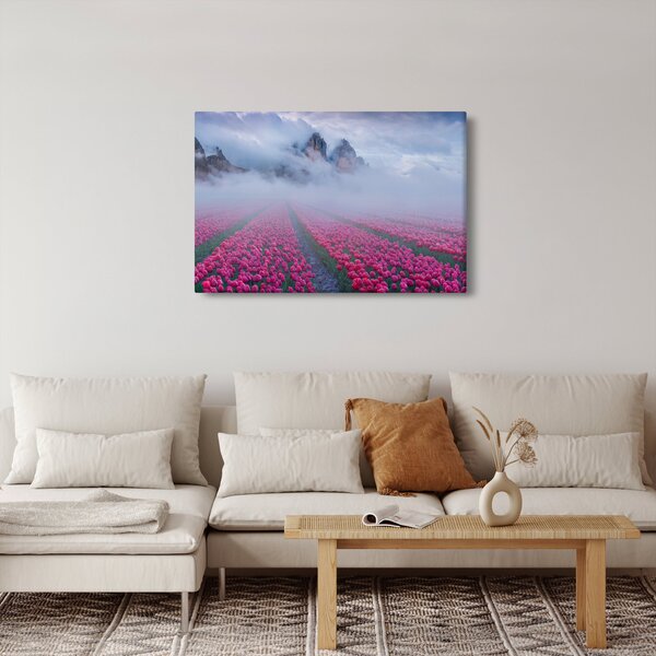 Kép - Tájkép tulipánmezőkkel (90x60 cm)