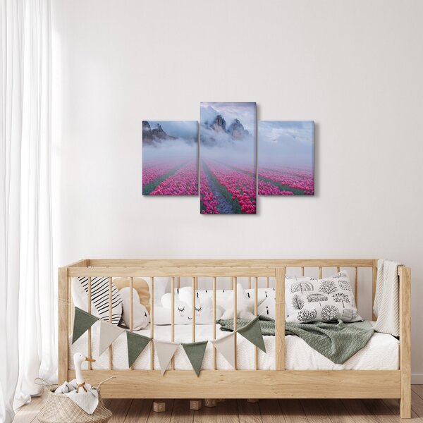 Kép - Tájkép tulipánmezőkkel (90x60 cm)