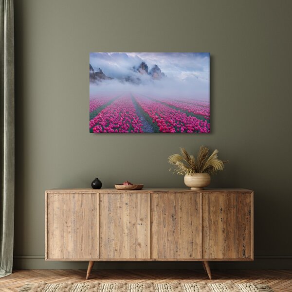 Kép - Tájkép tulipánmezőkkel (90x60 cm)