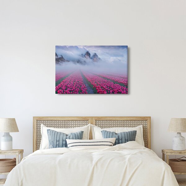 Kép - Tájkép tulipánmezőkkel (90x60 cm)