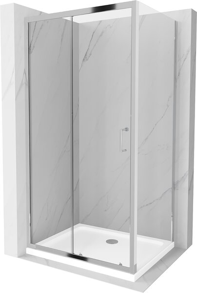 Mexen Apia eltolható zuhanykabin 90 x 70 cm, 5 mm-es üveg, króm profil-átlátszó üveg + vékony zuhanytálca 5 cm, 840-090-070-01-00-4010