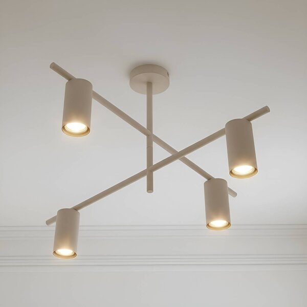 Lindby mennyezeti lámpa Marilou, bézs, 4 lámpás, Ø 70 cm, dimmelhető, Krém / borostyánsárga, Nappali / Étkező, fém, Modern