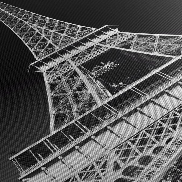 Kép - Eiffel-torony, fekete-fehér (órával) (90x30 cm)