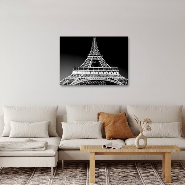 Kép - Eiffel-torony, fekete-fehér (70x50 cm)