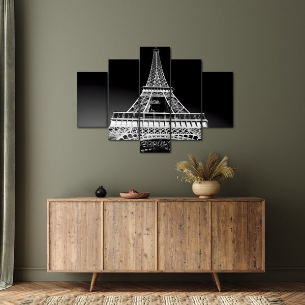 Kép - Eiffel-torony, fekete-fehér (150x105 cm)