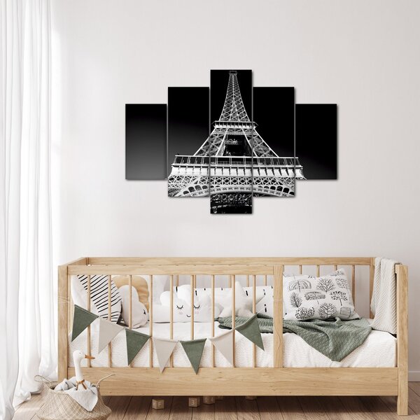 Kép - Eiffel-torony, fekete-fehér (150x105 cm)