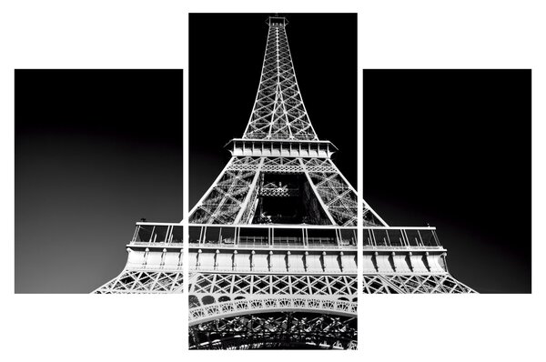 Kép - Eiffel-torony, fekete-fehér (90x60 cm)