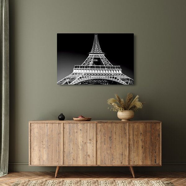 Kép - Eiffel-torony, fekete-fehér (90x60 cm)