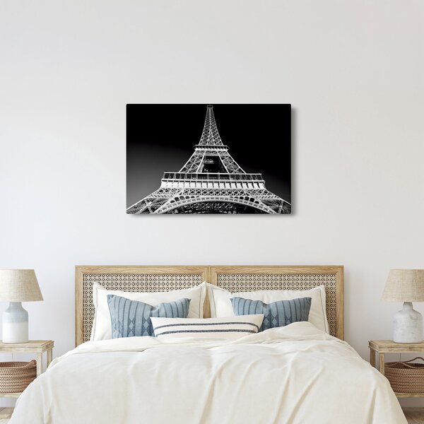 Kép - Eiffel-torony, fekete-fehér (90x60 cm)