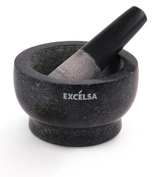Gránit mozsár és mozsártörő, Ø14,5xH8,5 cm, Pesto Fekete