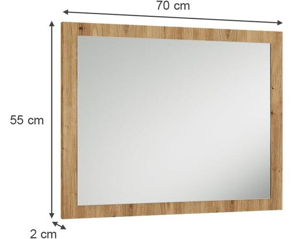 Vicco Selena – Tölgy dekor falitükör, 70 × 55 cm
