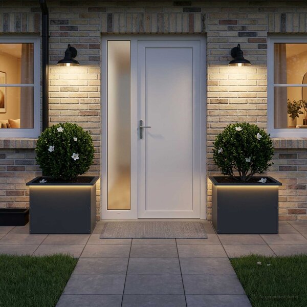 Led-es kerti virágláda 2 db Antracit 40 x 60 x 40 cm Acél