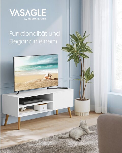 VASAGLE Modern TV Szekrény Fehér 120 cm Skandináv Stílusú Állvány