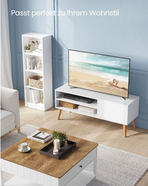 VASAGLE Modern TV Szekrény Fehér 120 cm Skandináv Stílusú Állvány