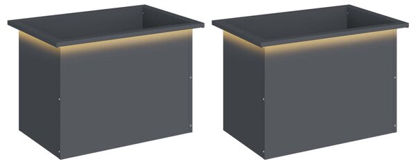 Led-es kerti virágláda 2 db Antracit 40 x 60 x 40 cm Acél