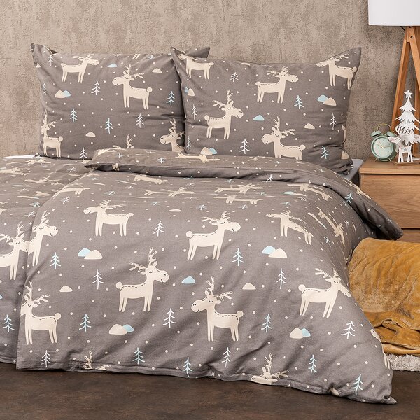 4Home Happy reindeer flanel ágyneműhuzat, 140 x 200 cm, 70 x 90 cm