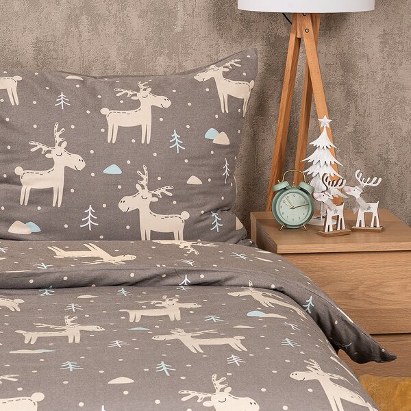 4Home Happy reindeer flanel ágyneműhuzat, 140 x 200 cm, 70 x 90 cm