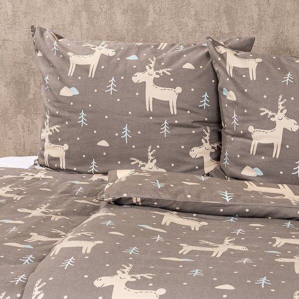 4Home Happy reindeer flanel ágyneműhuzat, 140 x 200 cm, 70 x 90 cm