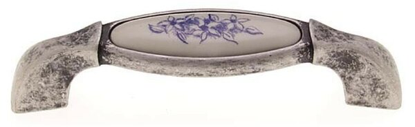 C1017 antikolt ezüst - kék virág porcelán fogantyú