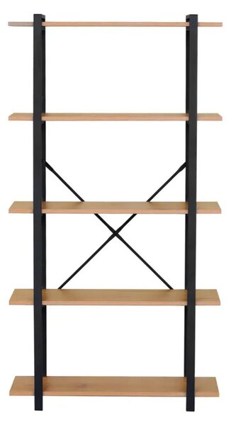 Intenso Home 5 szintes tölgy színű nyitott könyvespolc 80 x 152cm | Univerzális tároló állvány fém lábakkal